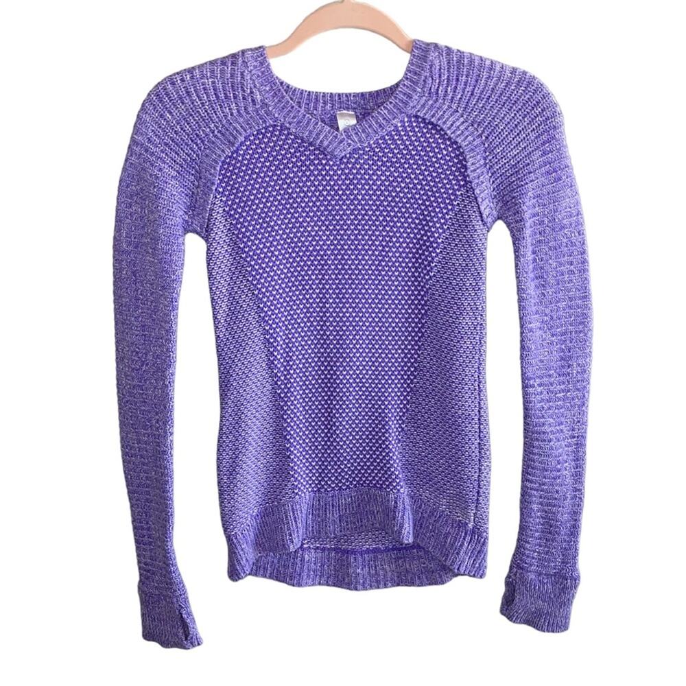Ivivva Busy To Be Cozy Purple Knit Sweater Girls Size 10 Lululemon Youth